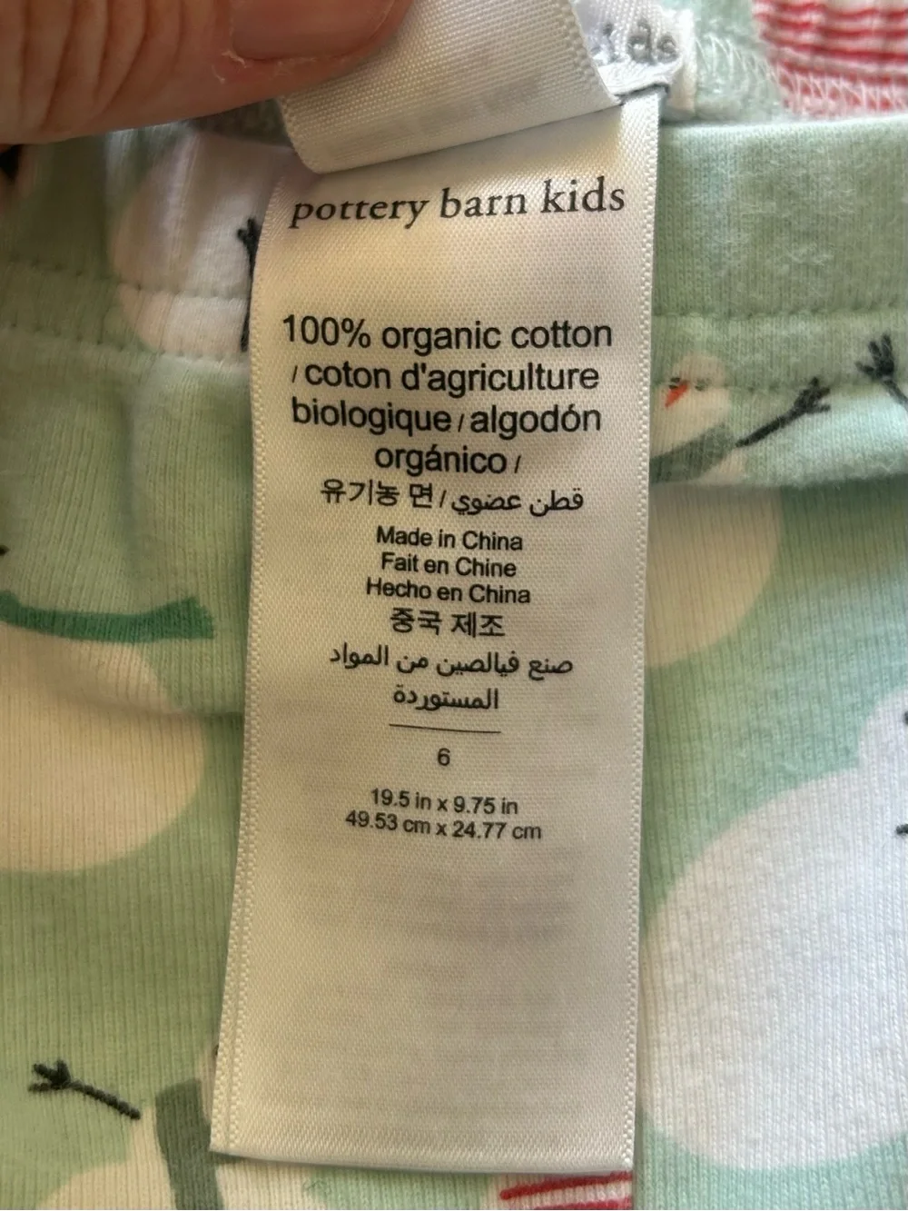 Pottery Barn Unisex Kids Mint Snowman Pajama Set Size 6
